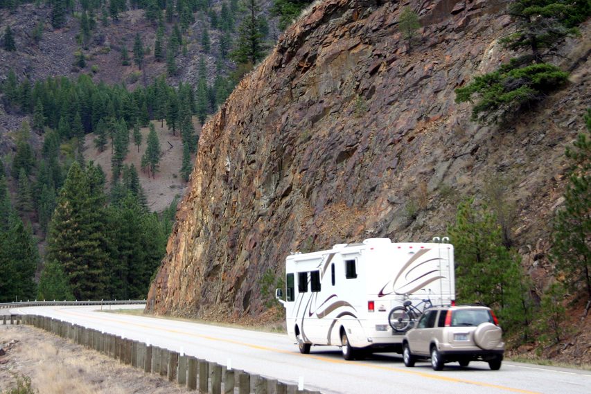 Motorhome pulling small SUV