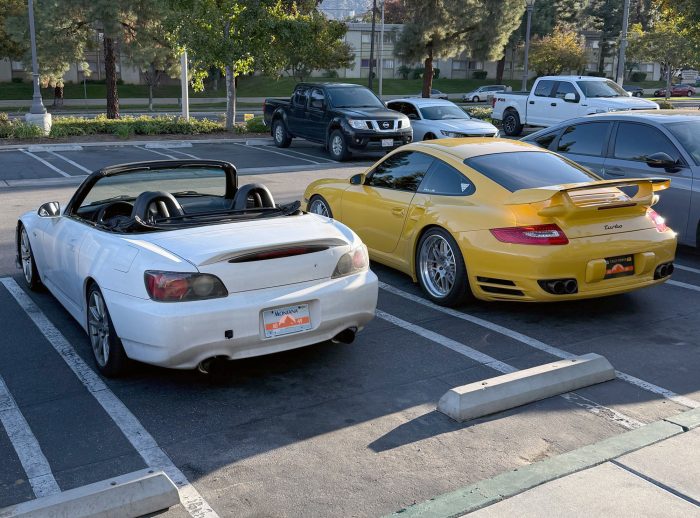 Our client with his registered 2015 Porsche Macan, 2000 Honda S2000, 2013 Mitsubishi Lancer Evo, and 1990 Nissan Skyline
